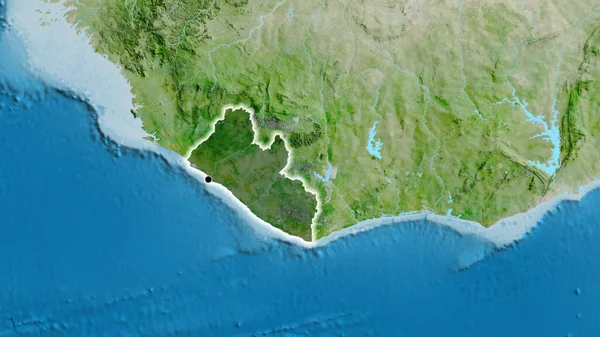 Close Área Fronteira Libéria Destacando Com Uma Sobreposição Escura Mapa — Fotografia de Stock