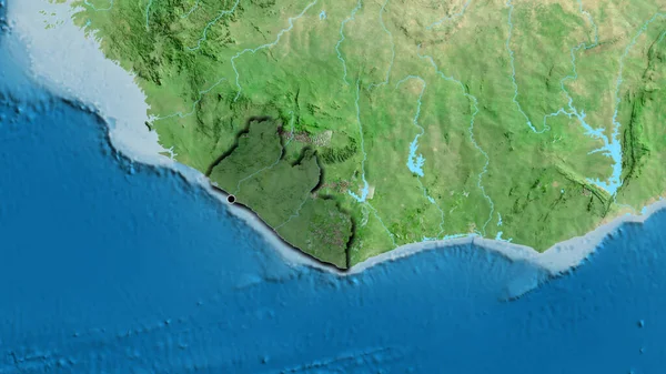 라이베리아 지역의 사진은 지도에 오버레이로 조명되고 국토의 가장자리를 — 스톡 사진
