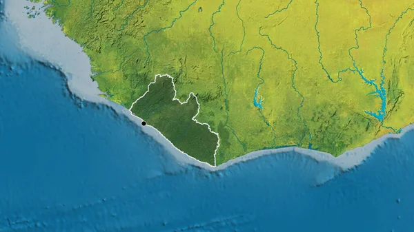 Liberya Sınır Bölgesinin Topoğrafik Haritada Koyu Bir Örtüyle Işıklandırılması Ana — Stok fotoğraf