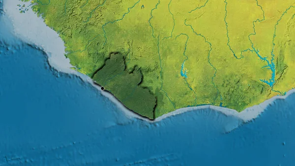 Liberya Sınır Bölgesinin Topoğrafik Haritada Koyu Bir Örtüyle Işıklandırılması Ana — Stok fotoğraf