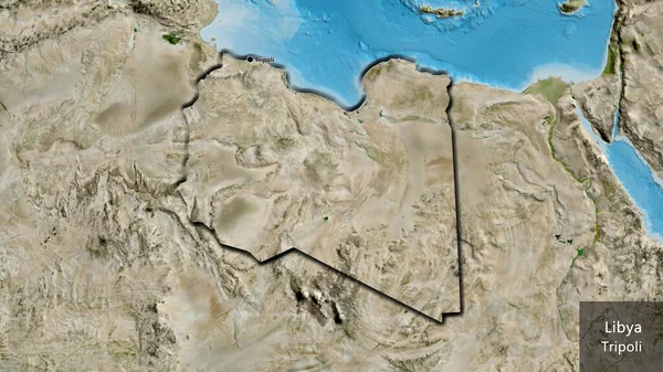 Libya Sınır Bölgesinin Uydu Haritasına Yakın Çekim Ana Nokta Kırsal — Stok fotoğraf