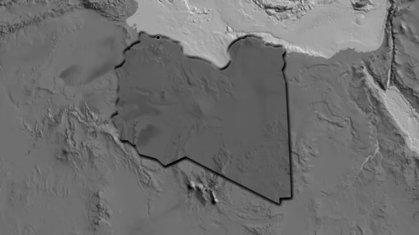 리비아 지역의 촬영은 지도에 오버레이로 조명되고 국토의 가장자리를 — 스톡 사진