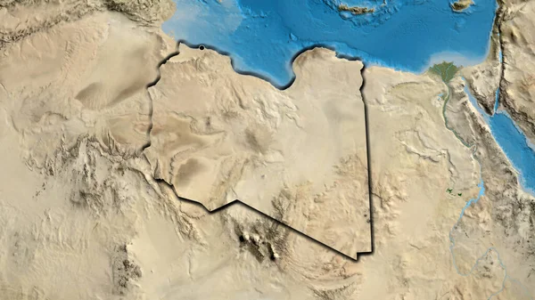Libya Sınır Bölgesinin Uydu Haritasına Yakın Çekim Ana Nokta Ülkenin — Stok fotoğraf