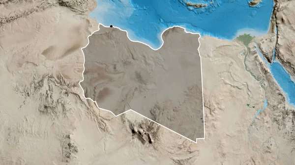 Nahaufnahme Des Grenzgebiets Libyen Hervorgehoben Durch Eine Dunkle Überlagerung Auf — Stockfoto