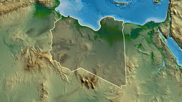 Крупный План Приграничной Зоны Ливии Выделяющийся Тёмным Наложением Физическую Карту — стоковое фото