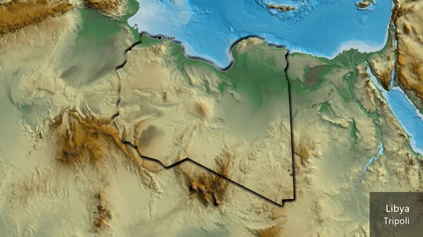 Primer Plano Zona Fronteriza Libia Mapa Ayuda Punto Capital Bordes — Foto de Stock