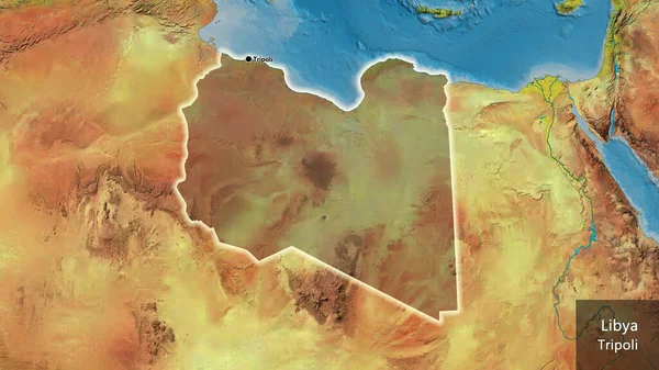 Close Área Fronteira Líbia Destacando Com Uma Sobreposição Escura Mapa — Fotografia de Stock
