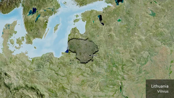 Detailní Záběr Pohraniční Oblasti Litvy Zdůrazňující Tmavé Překrytí Satelitní Mapě — Stock fotografie
