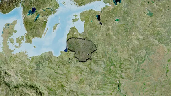 Γκρο Πλαν Της Μεθοριακής Περιοχής Της Λιθουανίας Σκούρα Επικάλυψη Δορυφορικό — Φωτογραφία Αρχείου