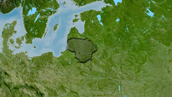 리투아니아 지역의 사진은 지도에 오버레이로 조명되고 국토의 가장자리를 — 스톡 사진
