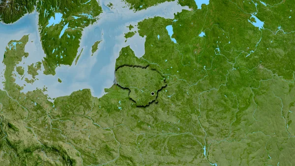 Крупный План Пограничной Зоны Литвы Спутниковой Карте Отличный Момент Скошенный — стоковое фото