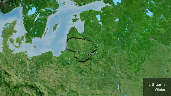 Крупный План Пограничной Зоны Литвы Спутниковой Карте Отличный Момент Скошенный — стоковое фото