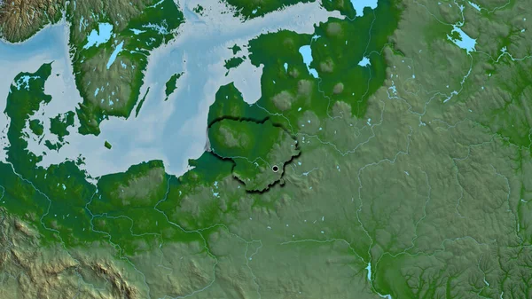 Nahaufnahme Des Litauischen Grenzgebiets Auf Einer Physischen Landkarte Kapitalpunkt Abgeschrägte — Stockfoto