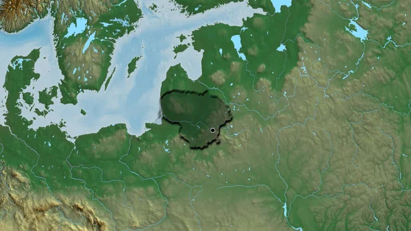Närbild Litauens Gränsområde Med Ett Mörkt Överdrag Hjälpredskapskarta Huvudpunkt Skalade — Stockfoto