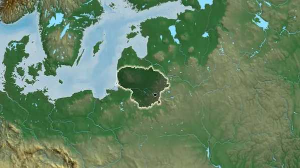 Крупный План Пограничной Зоны Литвы Выделяющийся Тёмным Наложением Рельефную Карту — стоковое фото