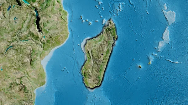 Närbild Madagaskars Gränsområde Satellitkarta Huvudpunkt Skalade Kanter Lantformen — Stockfoto