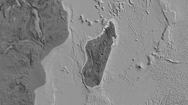 Detailní Záběr Pohraniční Oblasti Madagaskaru Bilevelové Mapě Fakt Obrys Kolem — Stock fotografie