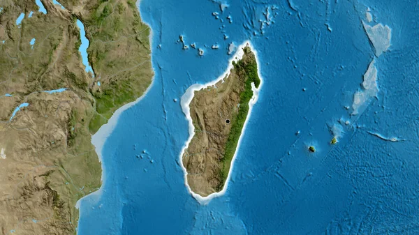 衛星地図上のマダガスカル国境地帯の閉鎖 資本ポイント 全国に光る — ストック写真