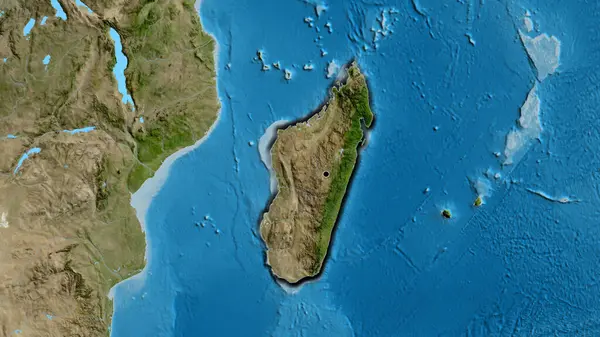 Κοντινό Πλάνο Της Μεθοριακής Περιοχής Της Μαδαγασκάρης Δορυφορικό Χάρτη Σημάδι — Φωτογραφία Αρχείου