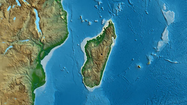 物理的な地図上のマダガスカル国境地域のクローズアップ 資本ポイント 全国の概要 — ストック写真