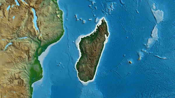 Крупный План Приграничной Зоны Мадагаскара Выделяющийся Тёмным Наложением Физическую Карту — стоковое фото