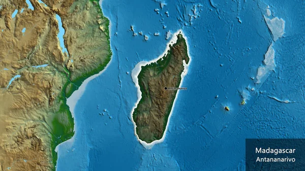 Nahaufnahme Des Grenzgebiets Madagaskar Hervorgehoben Durch Eine Dunkle Überlagerung Auf — Stockfoto