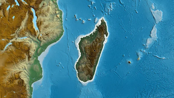 Крупный План Приграничной Зоны Мадагаскара Подчеркнутый Тёмным Наложением Рельефную Карту — стоковое фото