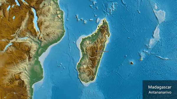 Nahaufnahme Des Grenzgebiets Madagaskar Und Seiner Regionalen Grenzen Auf Einer — Stockfoto