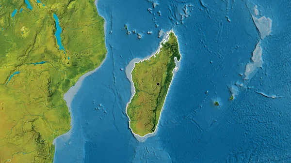 Крупный План Приграничной Зоны Мадагаскара Топографической Карте Отличный Момент Очертания — стоковое фото