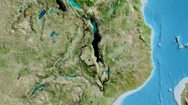 Närbild Malawis Gränsområde Satellitkarta Huvudpunkt Skalade Kanter Lantformen — Stockfoto
