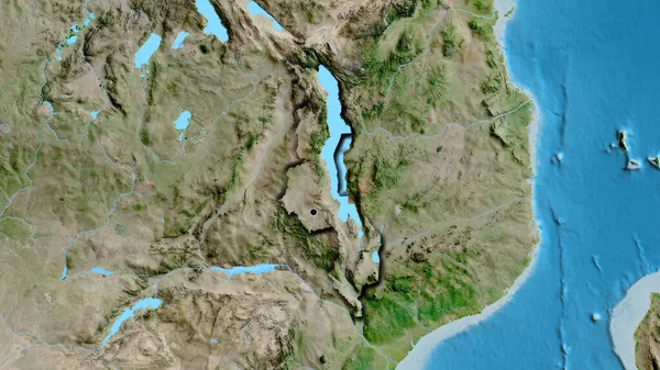 Närbild Malawis Gränsområde Satellitkarta Huvudpunkt Skalade Kanter Lantformen — Stockfoto