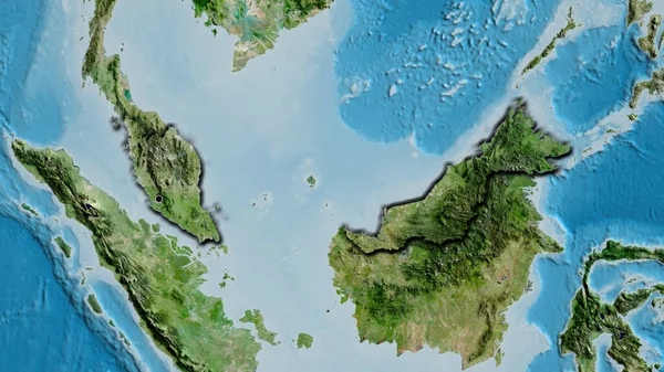 Zbliżenie Strefy Przygranicznej Malezji Zdjęciu Satelitarnym Yahoo Główny Punkt Ścinane — Zdjęcie stockowe