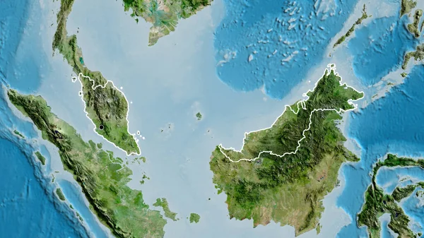 Close Área Fronteira Malásia Mapa Satélite Ponto Capital Esboço Torno — Fotografia de Stock