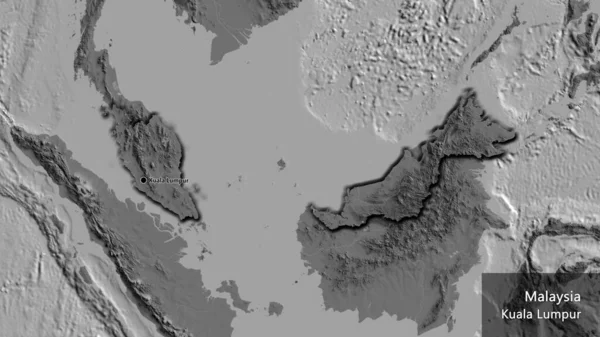 Крупный План Приграничной Зоны Малайзии Двухуровневой Карте Отличный Момент Скошенный — стоковое фото