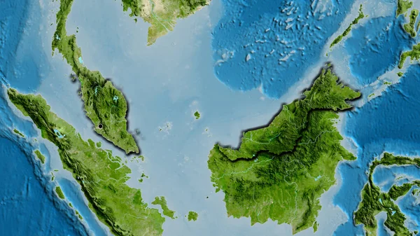 Nahaufnahme Des Malaysischen Grenzgebiets Auf Einer Satellitenkarte Kapitalpunkt Abgeschrägte Ränder — Stockfoto