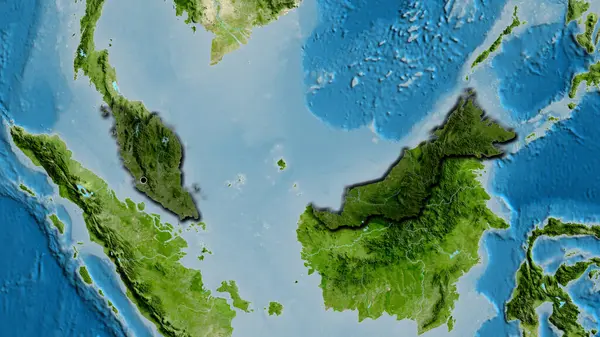 Zbliżenie Strefy Przygranicznej Malezji Ciemną Nakładką Zdjęciu Satelitarnym Główny Punkt — Zdjęcie stockowe