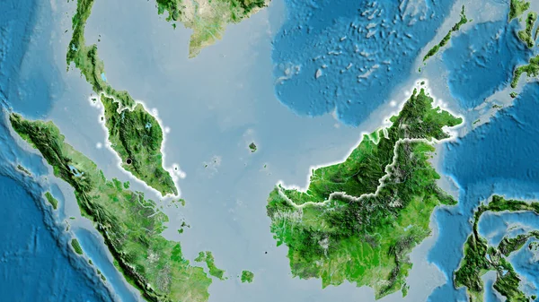 卫星地图上马来西亚边境地区的特写 资本点 风靡全国 — 图库照片