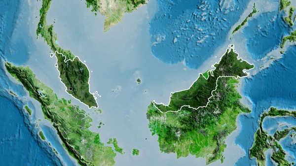 Крупный План Приграничной Зоны Малайзии Темным Наложением Спутниковую Карту Отличный — стоковое фото