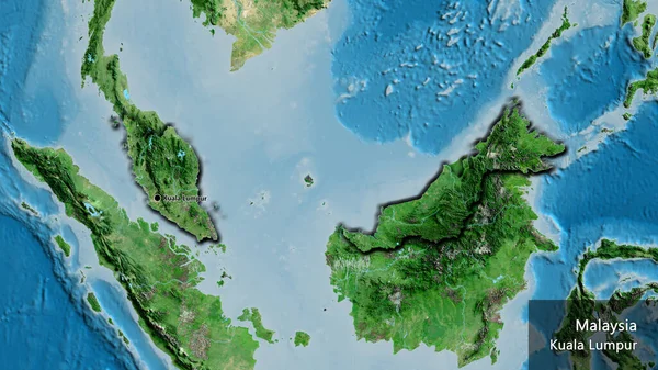 Gros Plan Frontière Malaisienne Sur Une Carte Satellite Point Capital — Photo