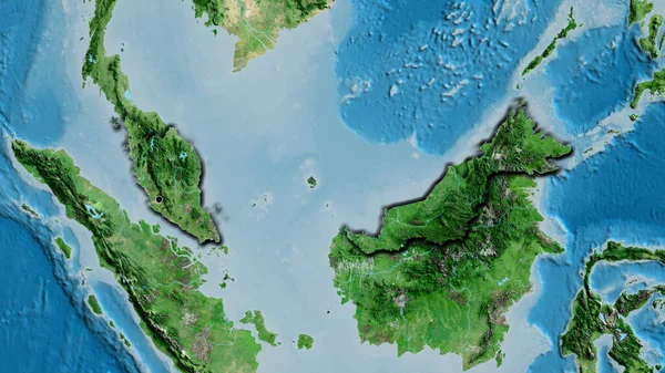 Κοντινό Πλάνο Της Παραμεθόριας Περιοχής Της Μαλαισίας Δορυφορικό Χάρτη Σημάδι — Φωτογραφία Αρχείου