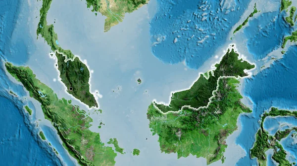 Close Malaysia Border Area Highlighting Dark Overlay Satellite Map Capital — Stock Photo, Image