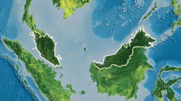 Gros Plan Zone Frontalière Malaisie Surbrillance Avec Une Couche Sombre — Photo