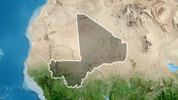 Крупный План Приграничной Зоны Мали Темным Наложением Спутниковую Карту Отличный — стоковое фото