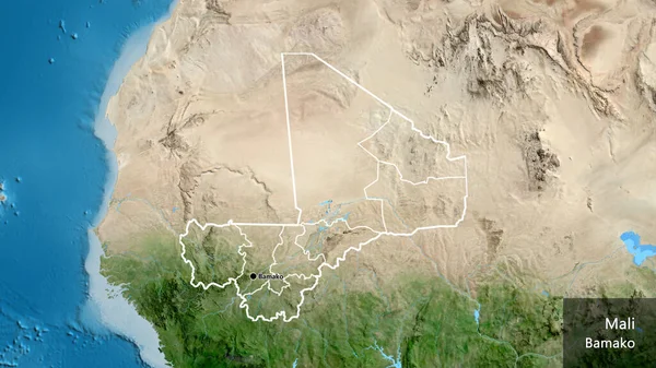 Крупный План Приграничной Зоны Мали Региональных Границ Спутниковой Карте Отличный — стоковое фото