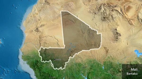 Nahaufnahme Des Grenzgebiets Mali Hervorgehoben Durch Eine Dunkle Überlagerung Auf — Stockfoto
