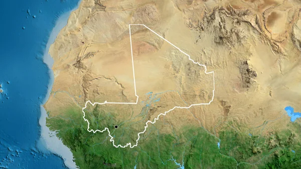 Gros Plan Frontière Malienne Sur Une Carte Satellite Point Capital — Photo