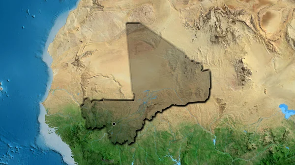 Close Mali Border Area Highlighting Dark Overlay Satellite Map Capital — Stock Photo, Image