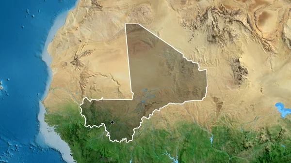 Крупный План Приграничной Зоны Мали Темным Наложением Спутниковую Карту Отличный — стоковое фото
