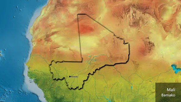 Närbild Gränsområdet Till Mali Topografisk Karta Huvudpunkt Skalade Kanter Landet — Stockfoto