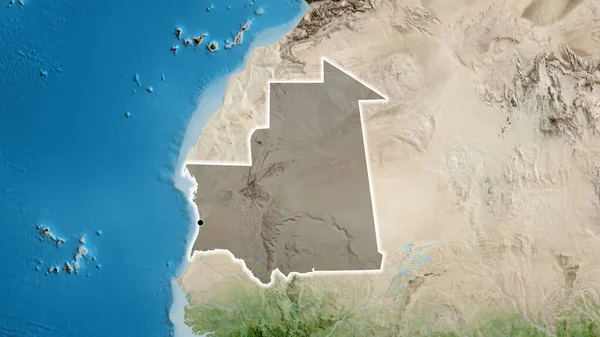Close Área Fronteiriça Mauritânia Destacando Com Uma Sobreposição Escura Mapa — Fotografia de Stock